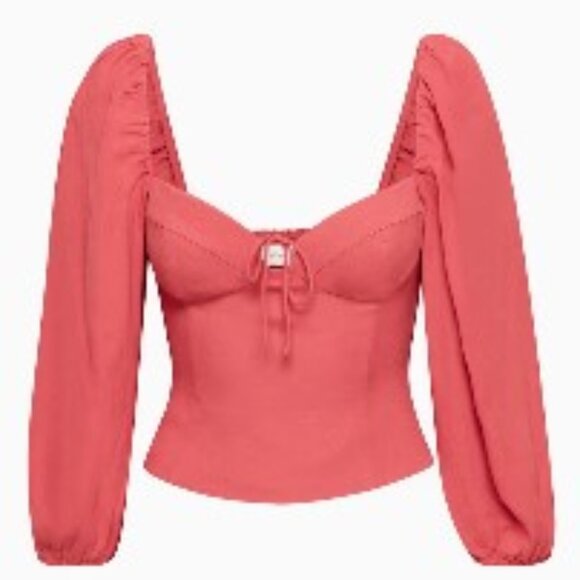 Aritzia Wilfred Rosy Red Novella Blouse In Size Small NWOT - Picture 1 of 15